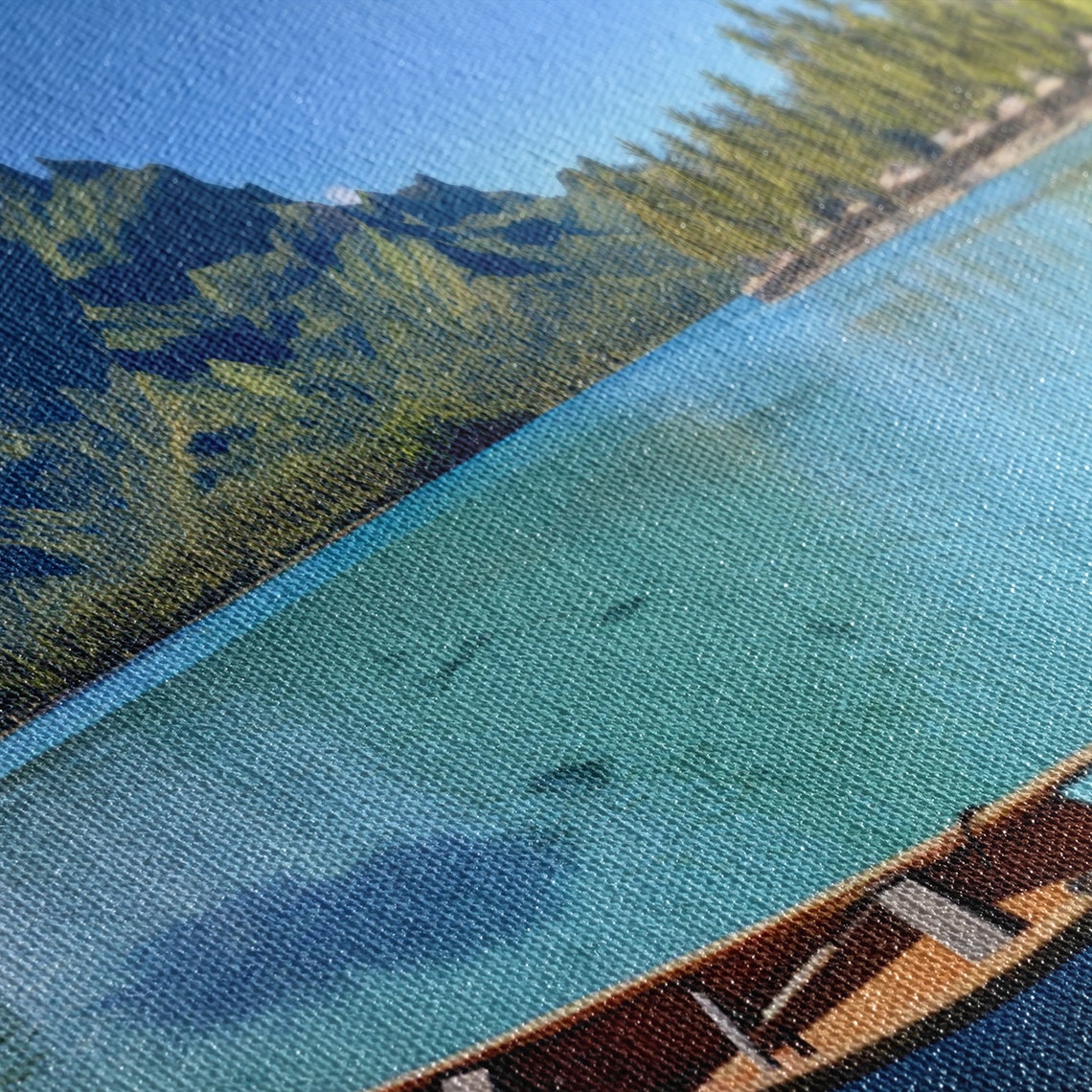 Bora Bora Turquoise Lagoon Canoe Mount Otemanu Panoramic Beach Poster - Image 2