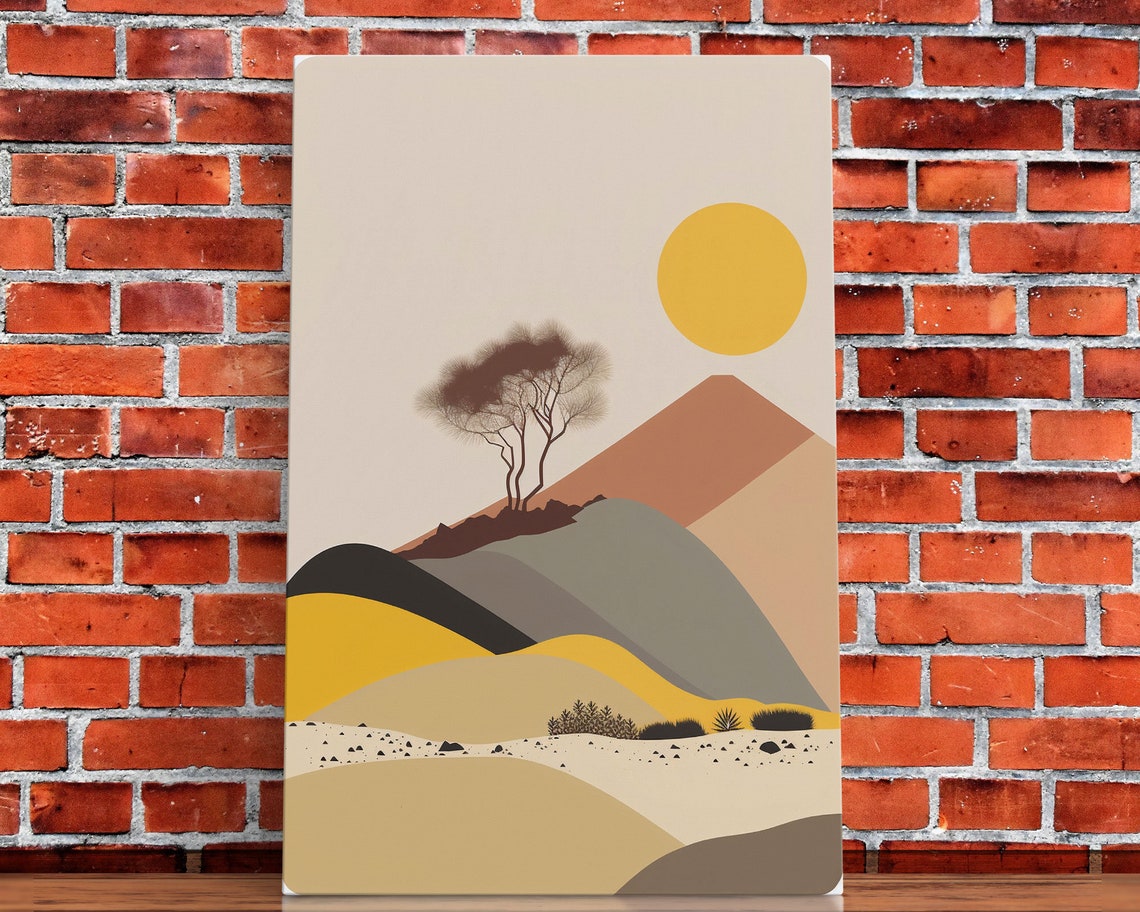 Pueblo Style Boho Desert Art Framed Print Minimalist Landscape Painting - Image 4