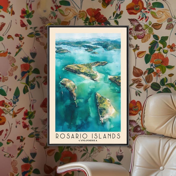 Rosario Islands Colombia Watercolor Beach Print Vacation Gift Colombia Wall Art Beach Painting Beach Decor Beach Painting