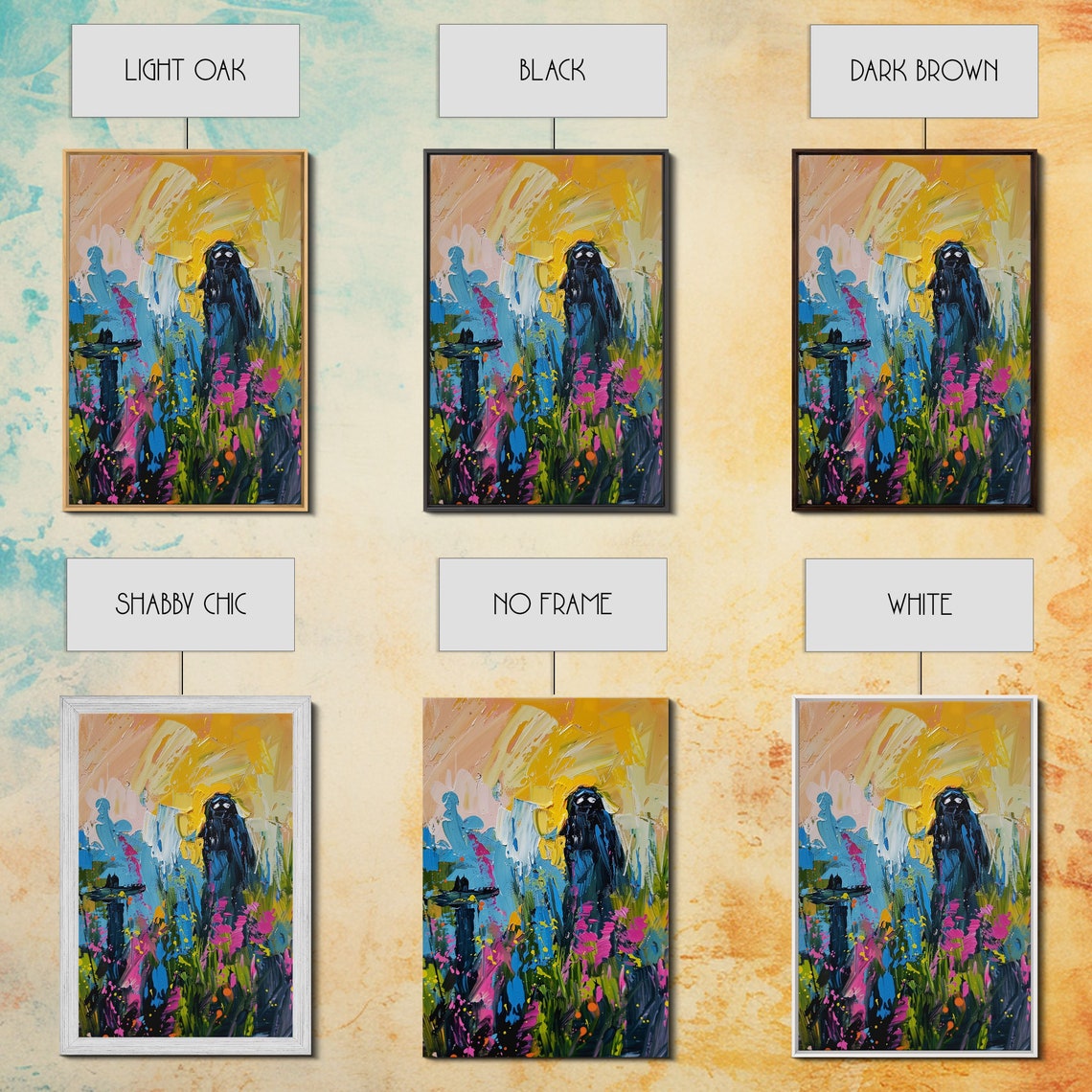 Ghost Bride Sunflowers Golden Garden Abstract Impasto Art Poster - Image 2