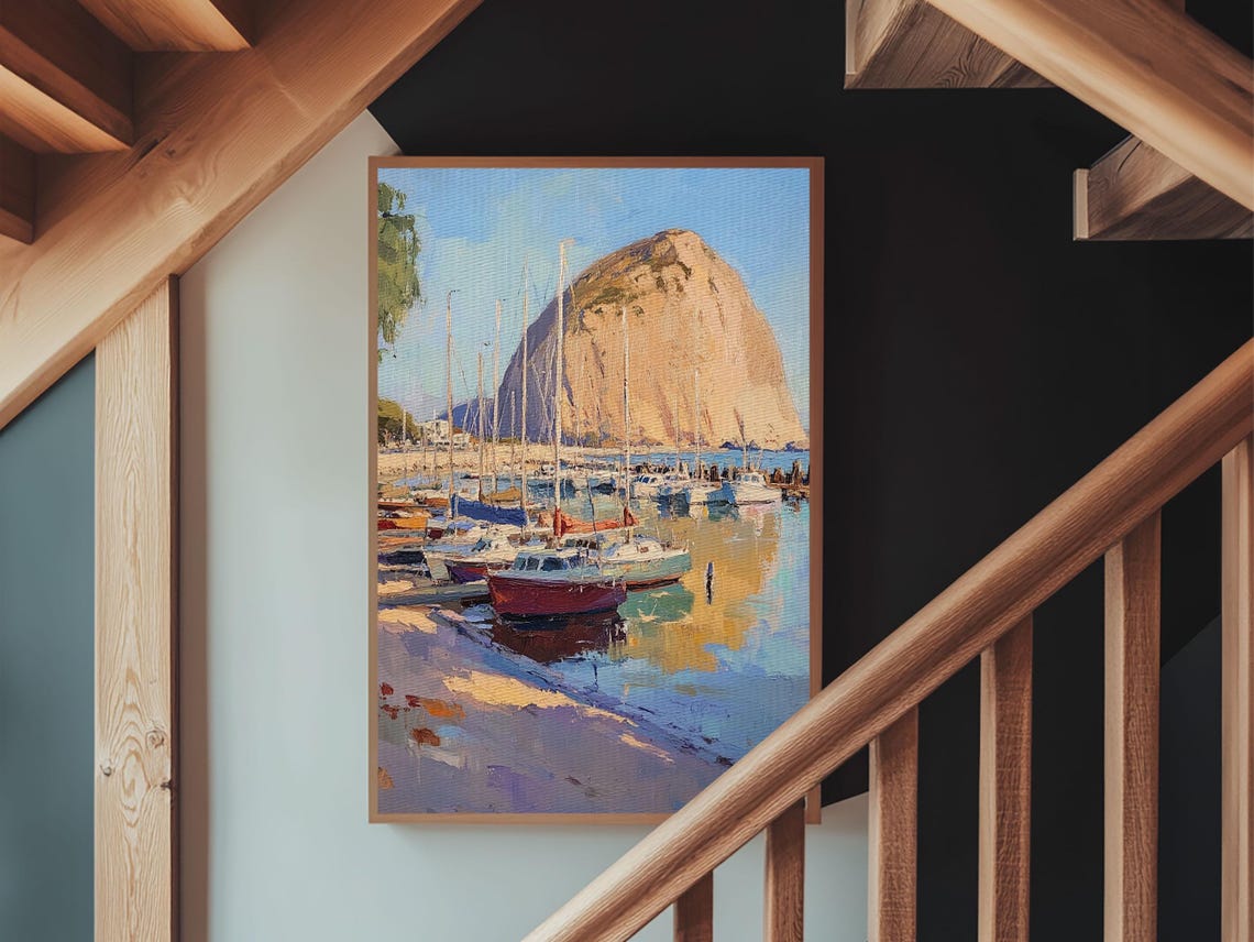 Italian Seaside Village Framed Print Sailboat Painting Italy Painting Italy Vacation Gift Idea Maine Oil Painting Home Decor - Image 5