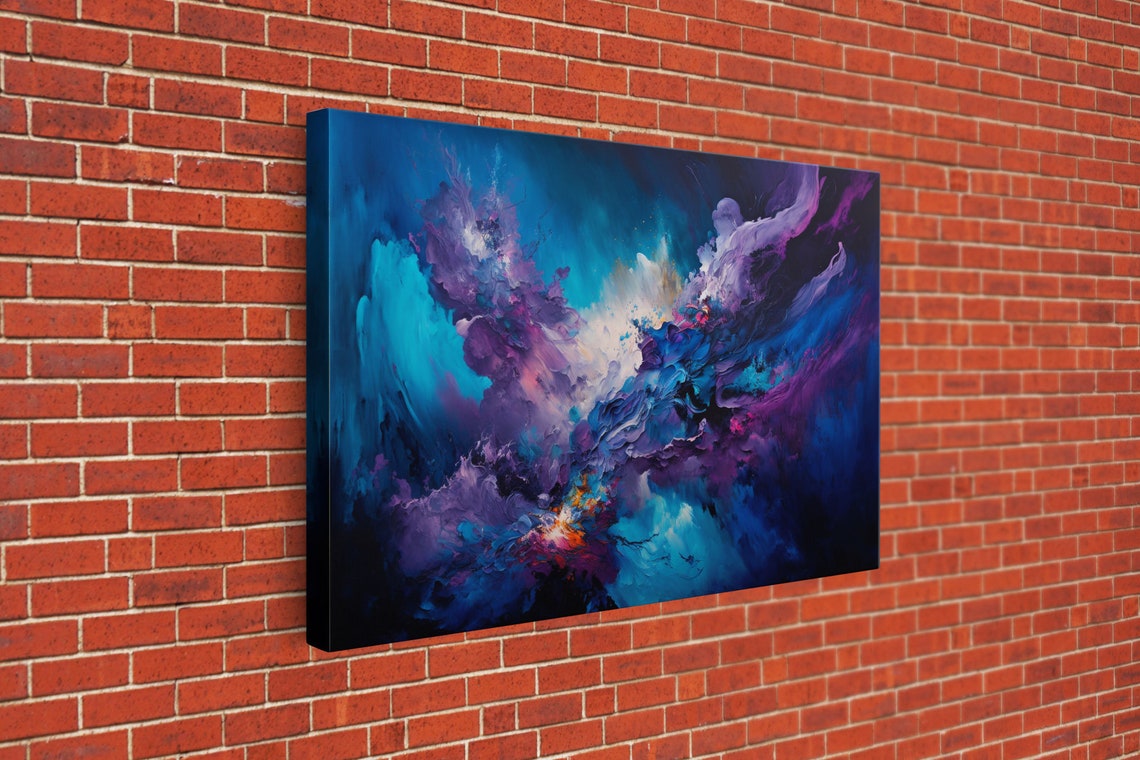 Abstract Blue Purple Cosmic Nebula Swirl Fluid Modern Art Wall Poster - Image 3