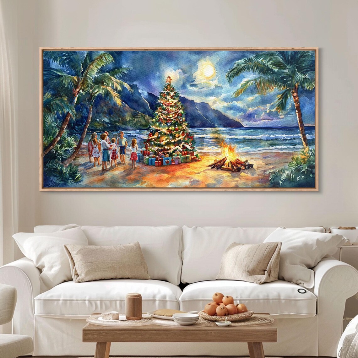 Hawaiian Christmas Beach Scene, Tropical Holiday Poster - Image 3