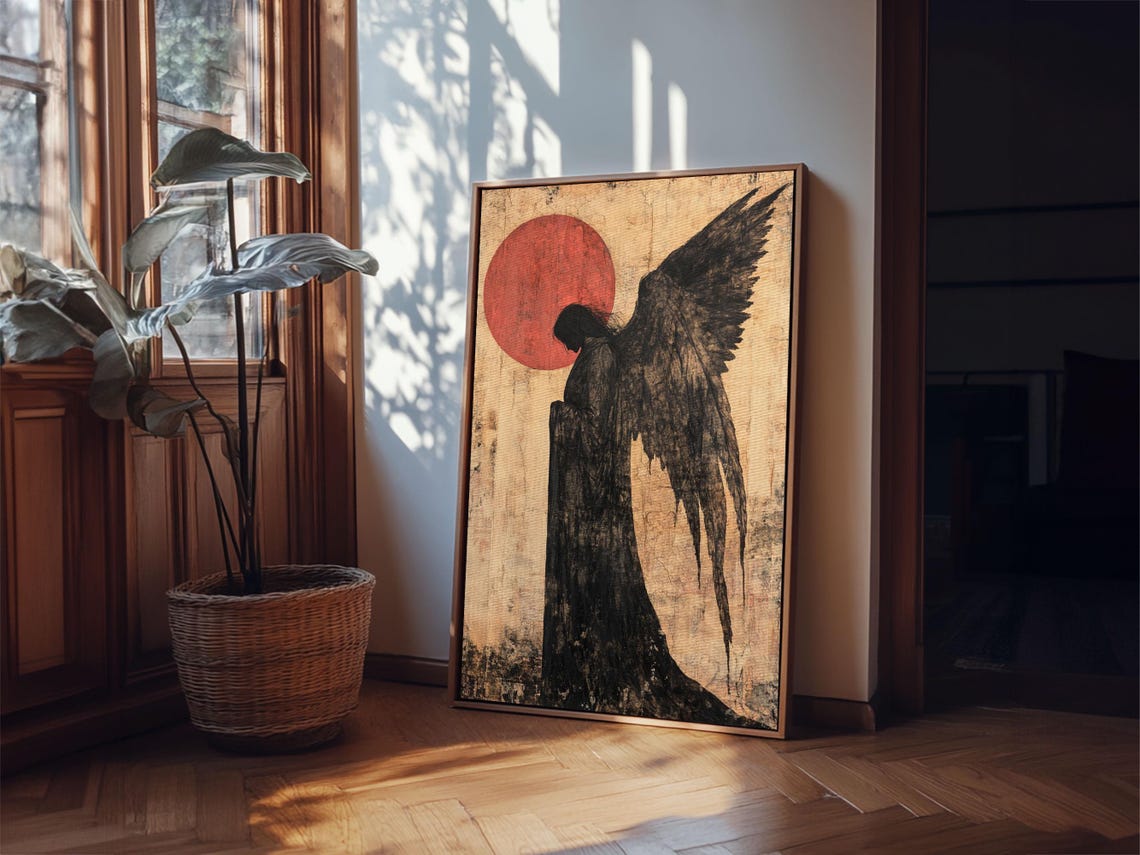 Dark Angel Silhouette Print Gothic Angel Art Prints Moody Abstract Artwork Dark Romance Wall Art Unique Gift Idea - Image 6