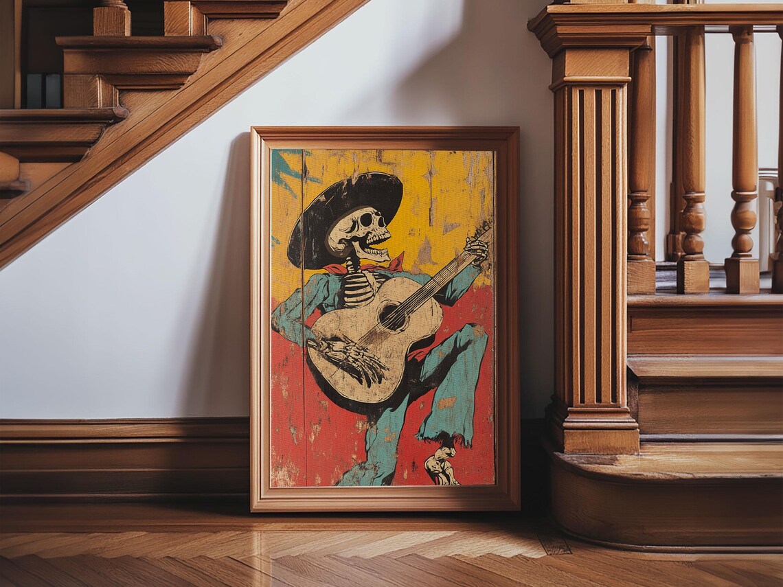 Haunted Skeleton Vaquero Cowboy, Chicano Art Print - Image 3