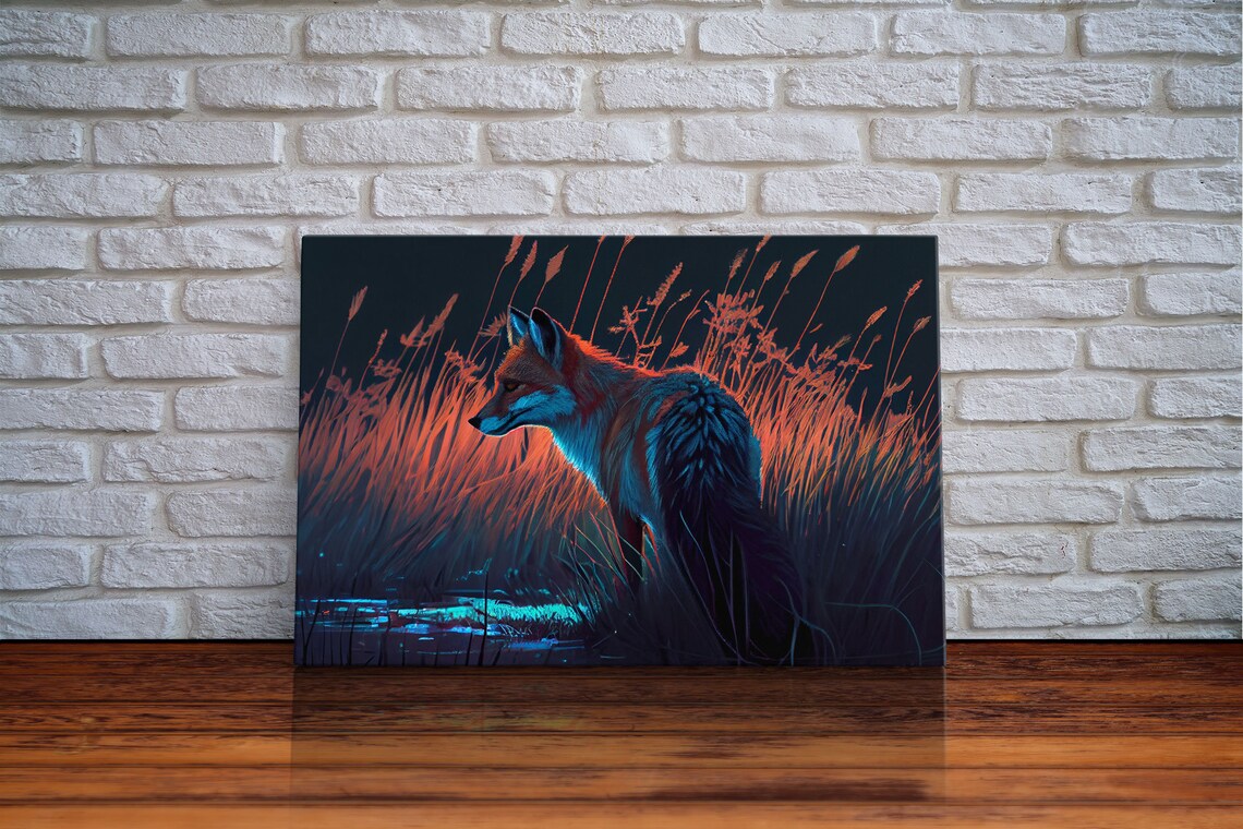 Fox Hunting in Tall Grass Wall Art Print, Wildlife