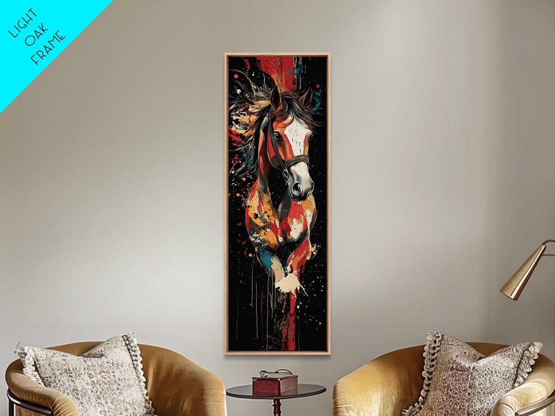 Fiery Red Horse Portrait Tall Vertical Bold Abstract Animal Wall Art - Image 4