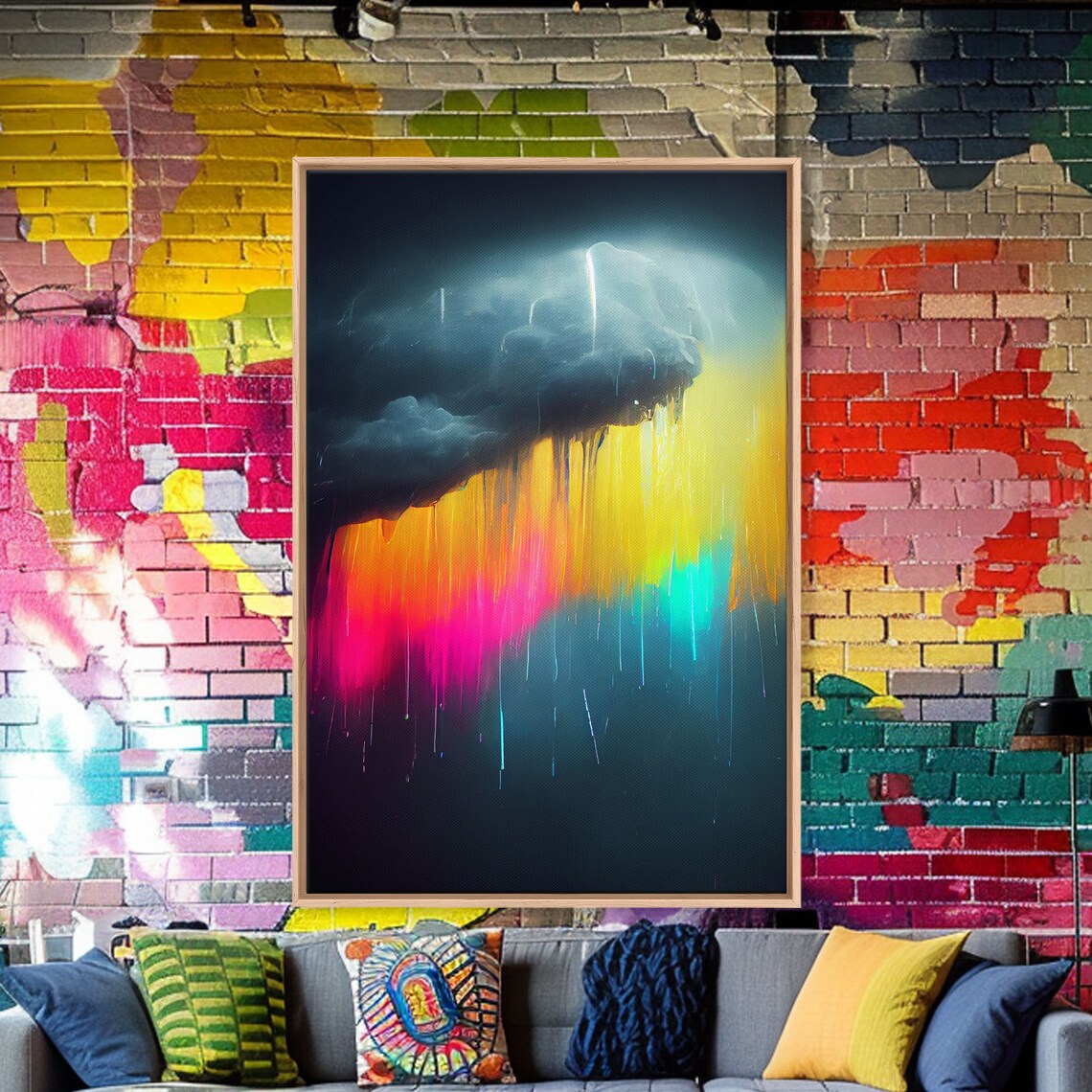 Rainbow In A Rain Cloud Abstract Art Print - Image 3