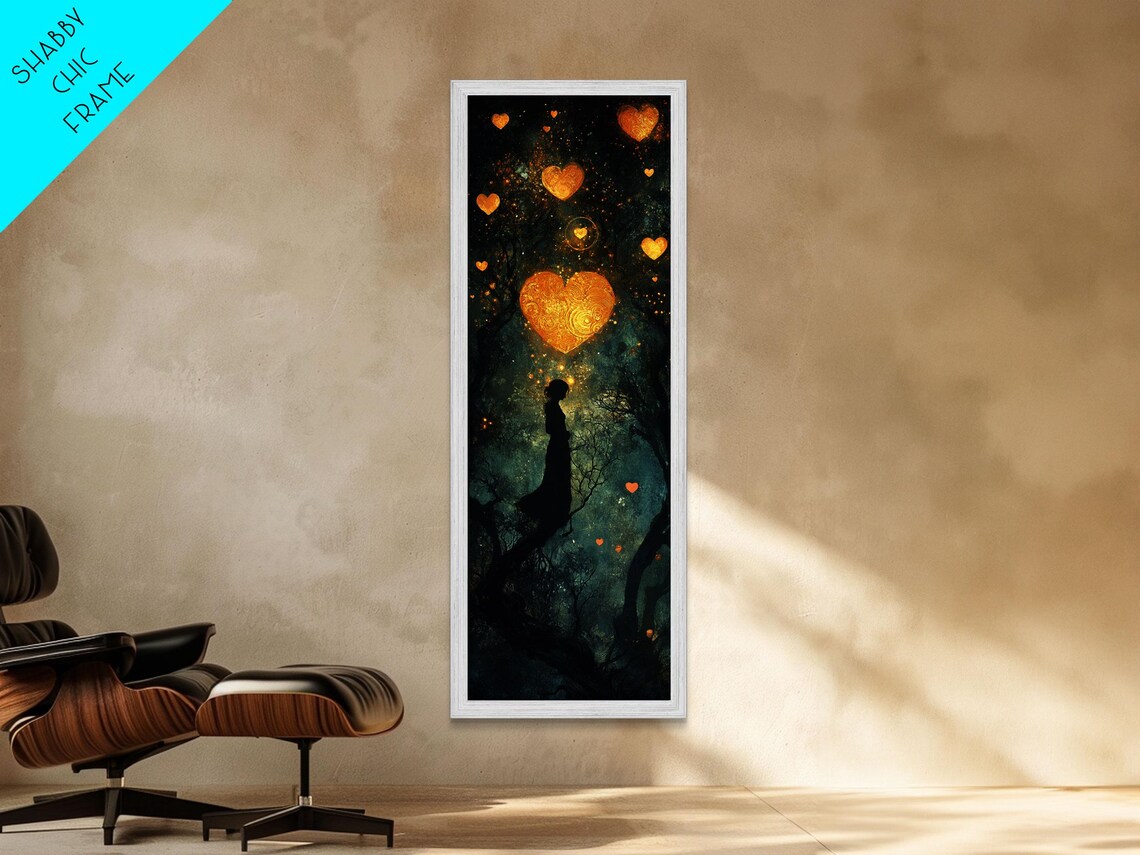 Mystical Heart Silhouette Print With Starry Night Forest Moody Wall Art Gift Idea In Whimsical Romantic Style - Image 3