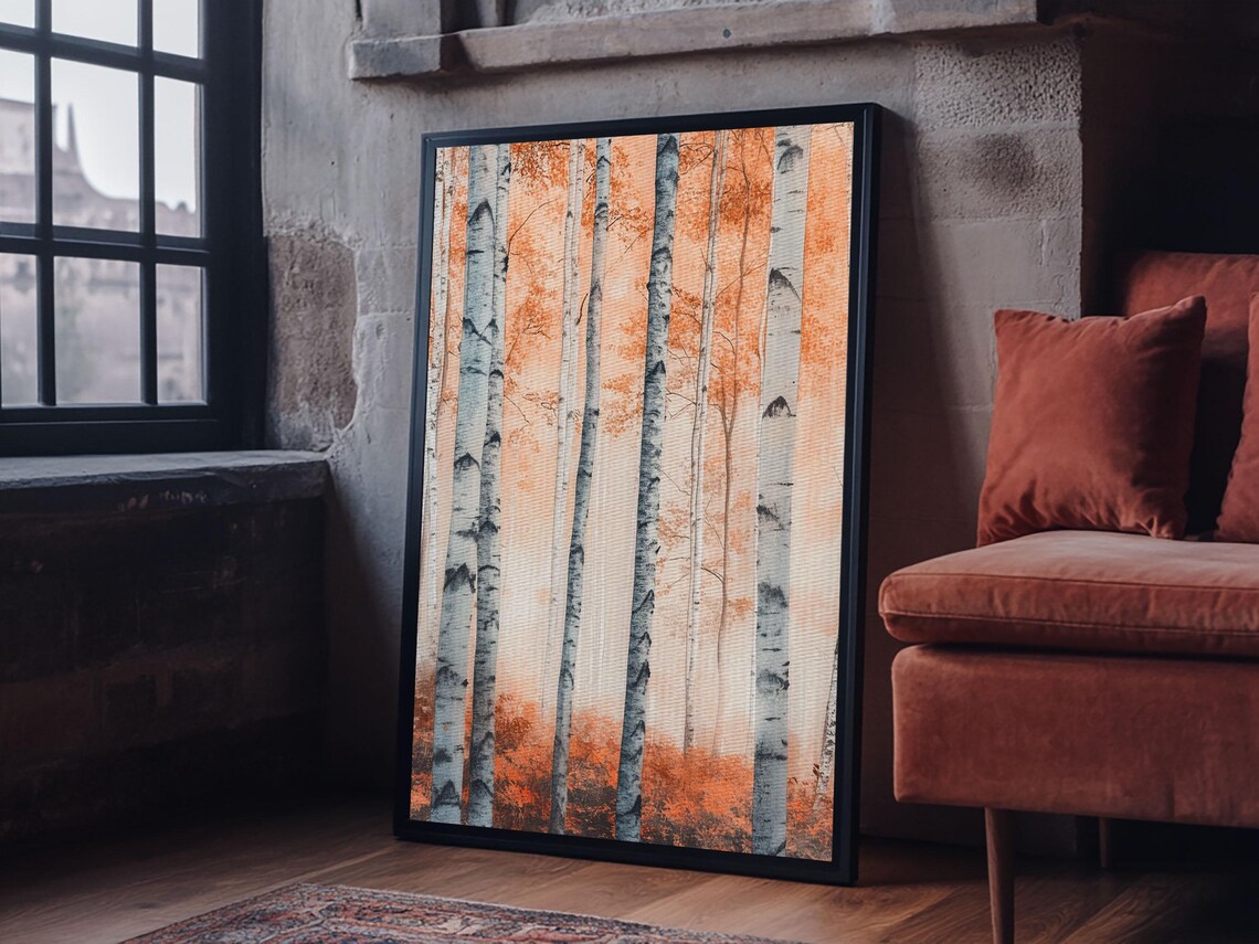 Original Birch Tree Forest Painting Print Birch Tree Textured Wall Art Statement Living Room Wall Art Decor Designer Art Custom Art - Image 6
