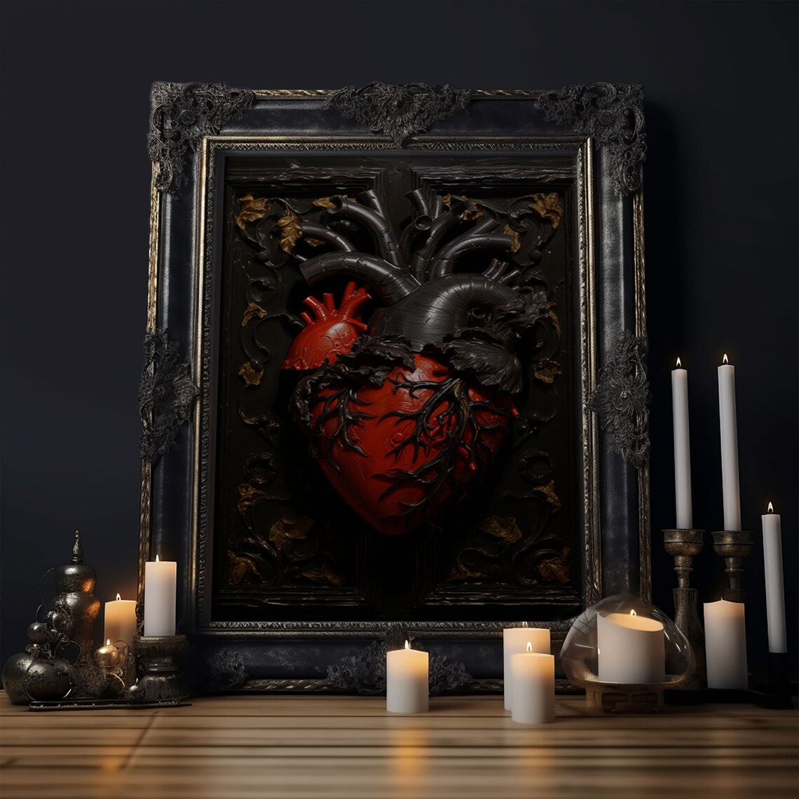 Vampire Black Heart, Vintage Gothic Art Print - Image 6