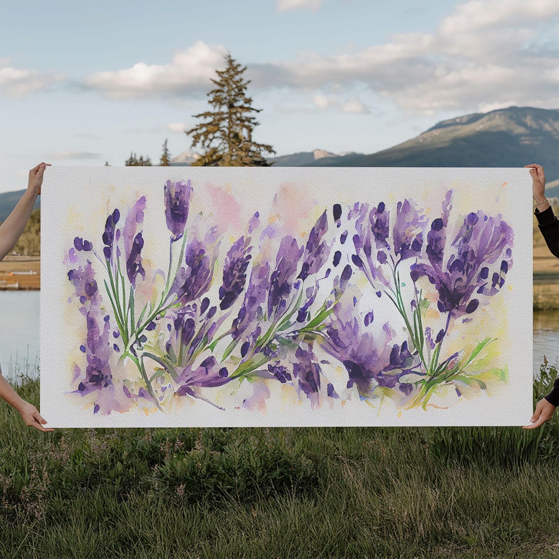 Purple Lavender Watercolor Flowers Botanical Farmhouse Rustic Poster - Image 6