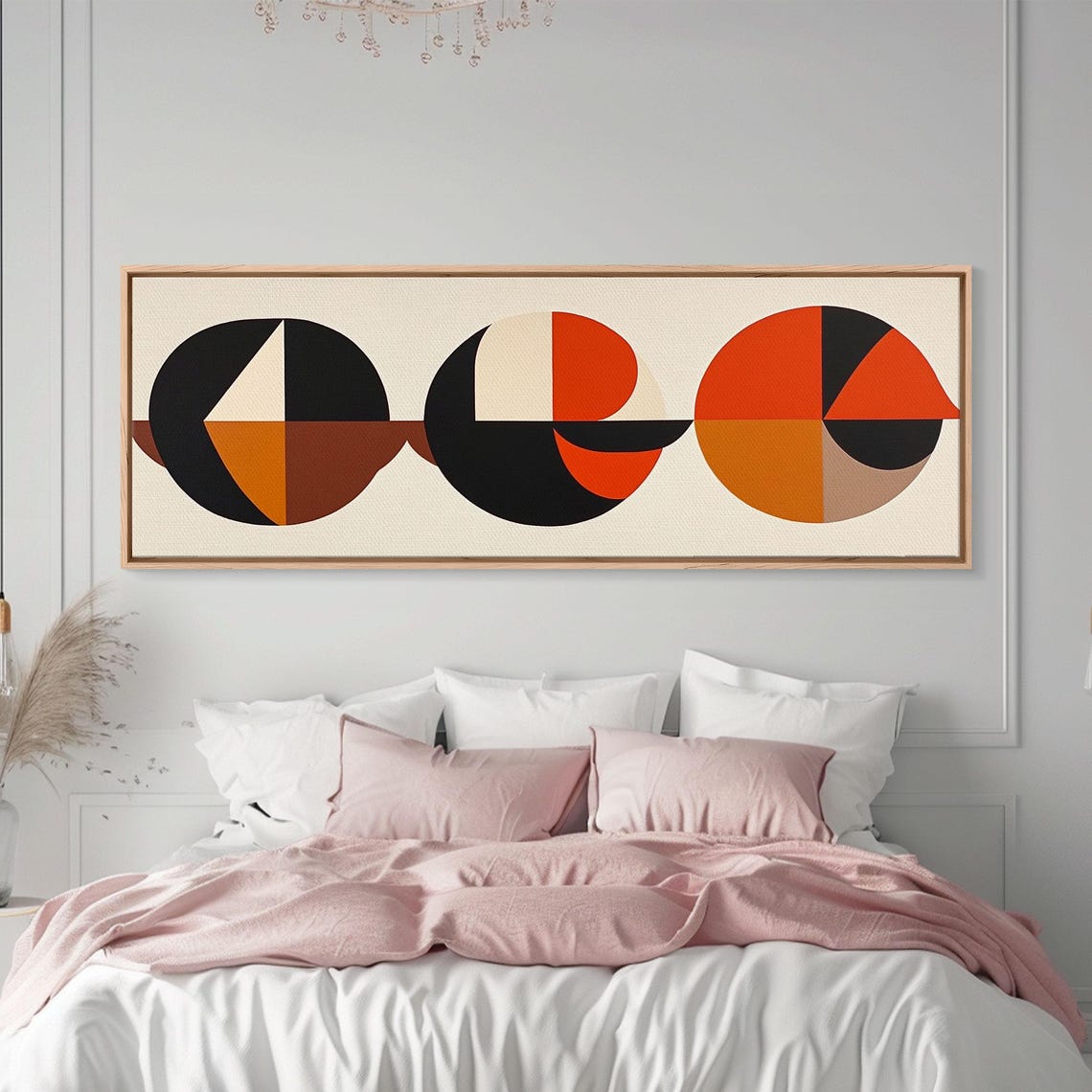 Abstract Art Deco Inspired Wall Art Triangles And Circles Geometric Pattern Wall Art Mcm Home Decor Extra Wide Oversized Art - Image 5