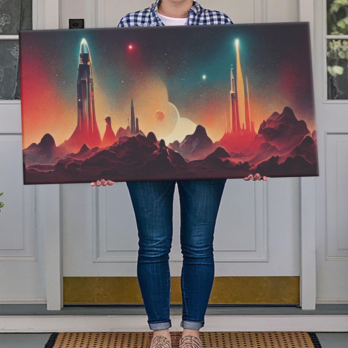Art Deco Style Spaceship Print, Sci-Fi Space Exploration - Image 4