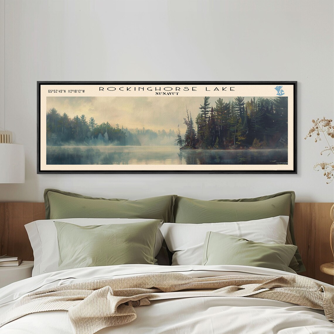 Rockinghorse Lake Nunavut Misty Pine Forest Still Water Travel Poster