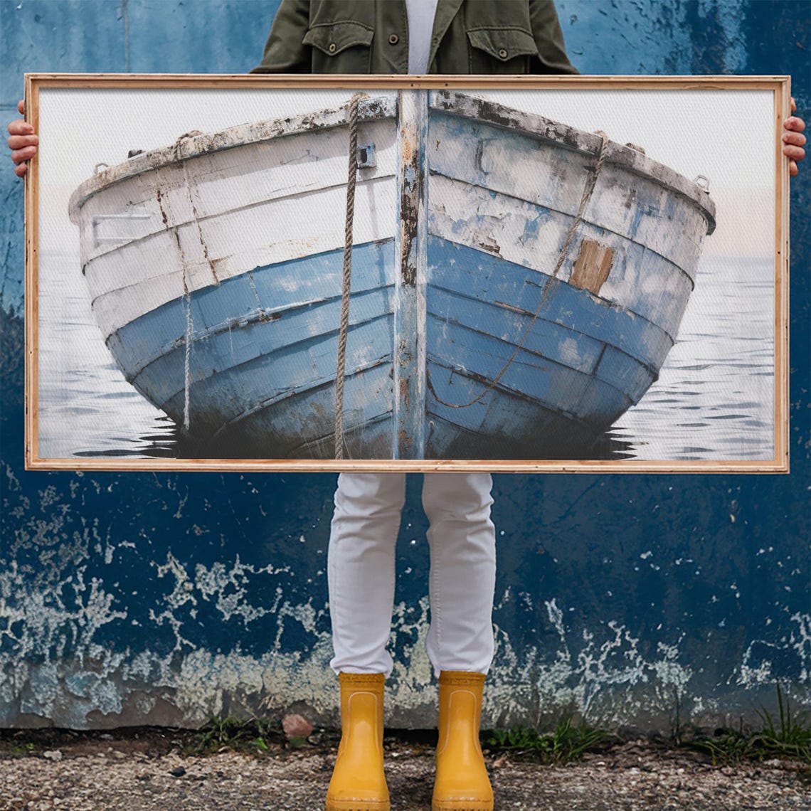 Old Blue Wooden Boat Bow Weathered Nautical Vintage Photo Poster - Image 6
