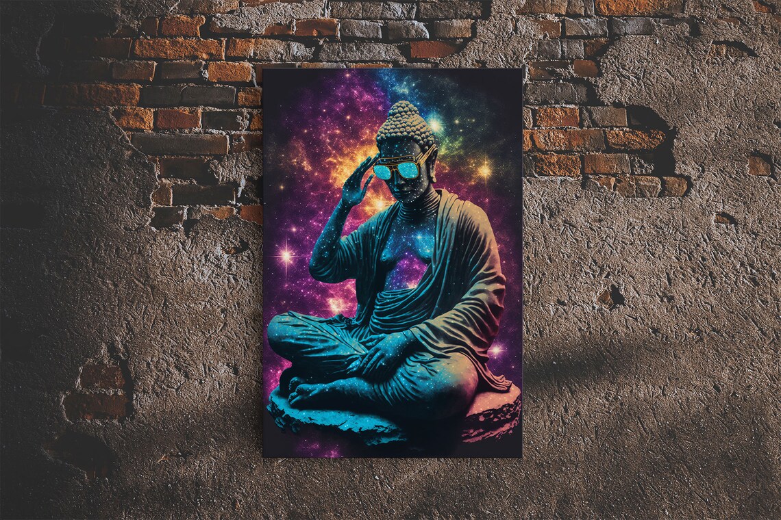Psychedelic Buddha With Aviators Meditation Art Print - Image 6