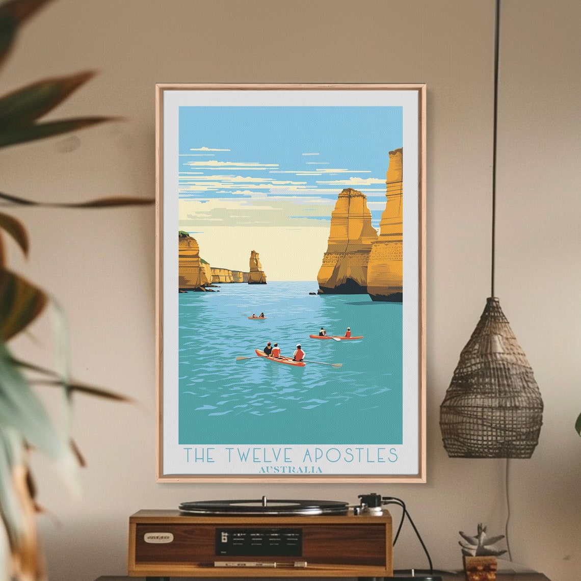 Twelve Apostles Australia Limestone Stacks Kayaks Ocean View Poster