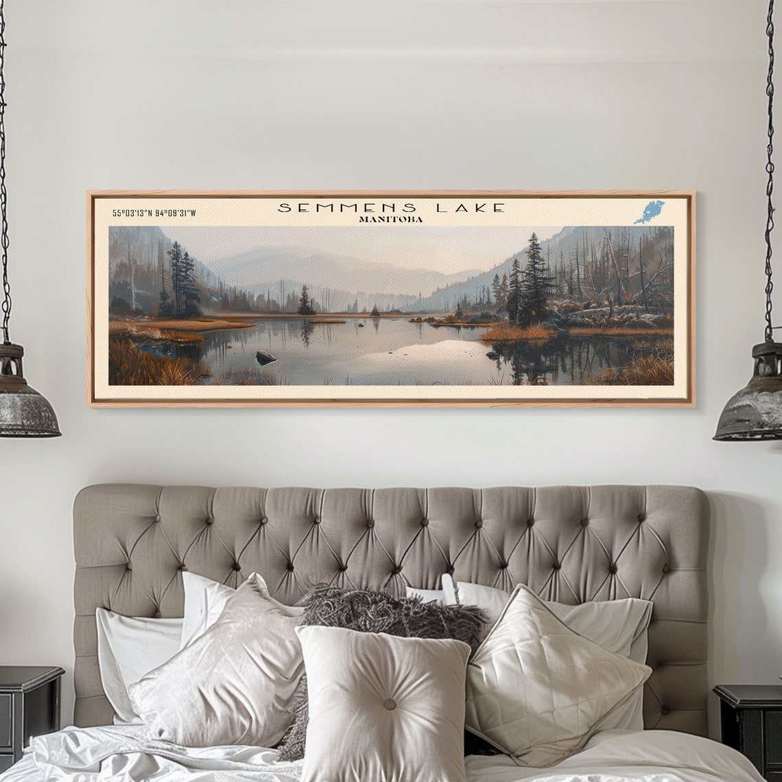 Semmens Lake Manitoba Hazy Valley Golden Marsh Pines Travel Poster - Image 4