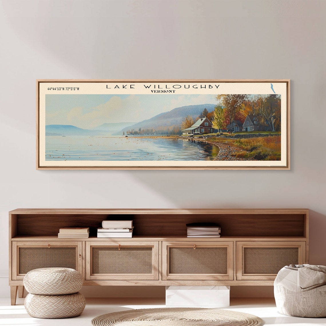 Lake Willoughby Vermont Autumn Lakeside Cottages Mountain Lake Poster - Image 4