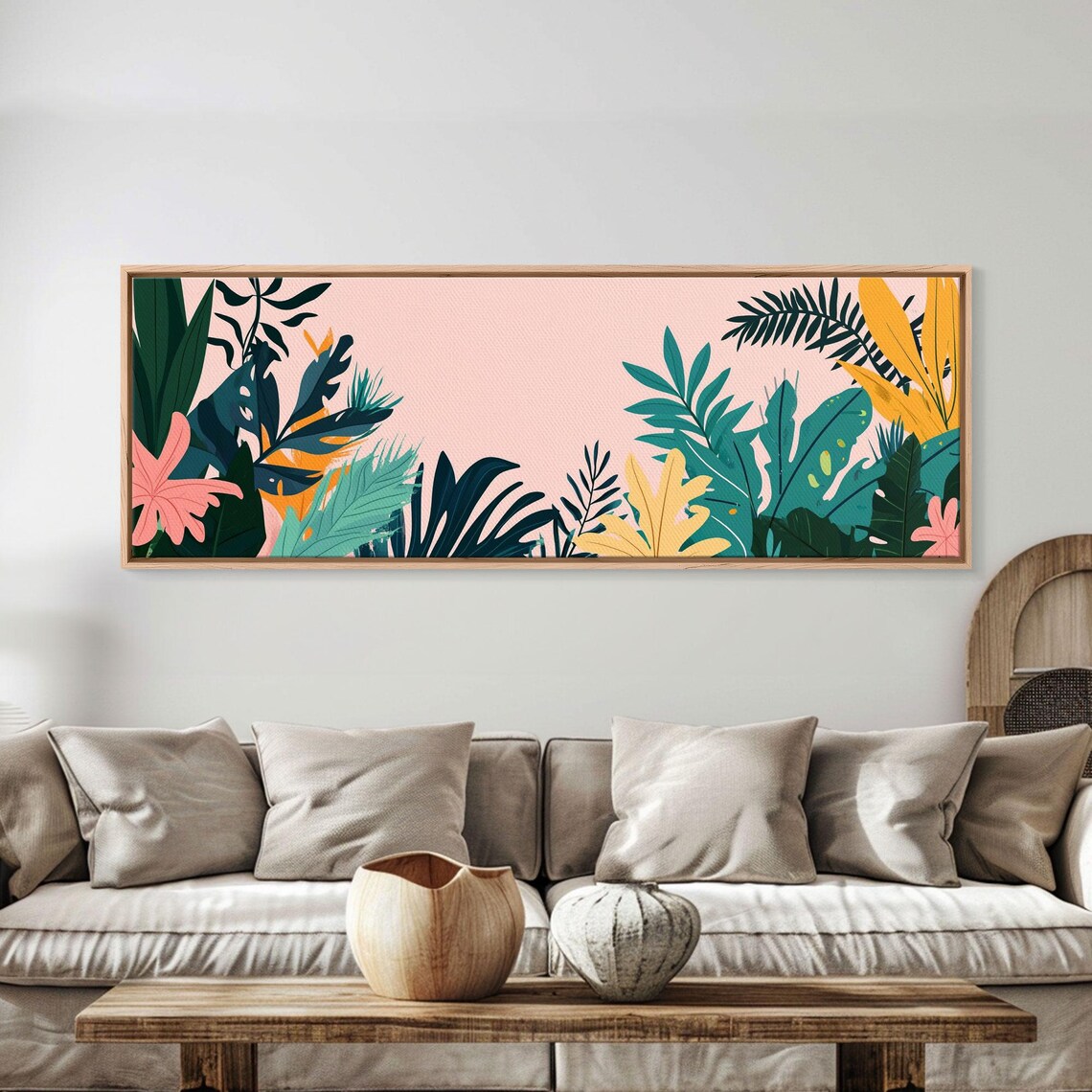 Retro Tropical Botanical Leaves Blush Pink 1950s Style Art Poster - Image 4