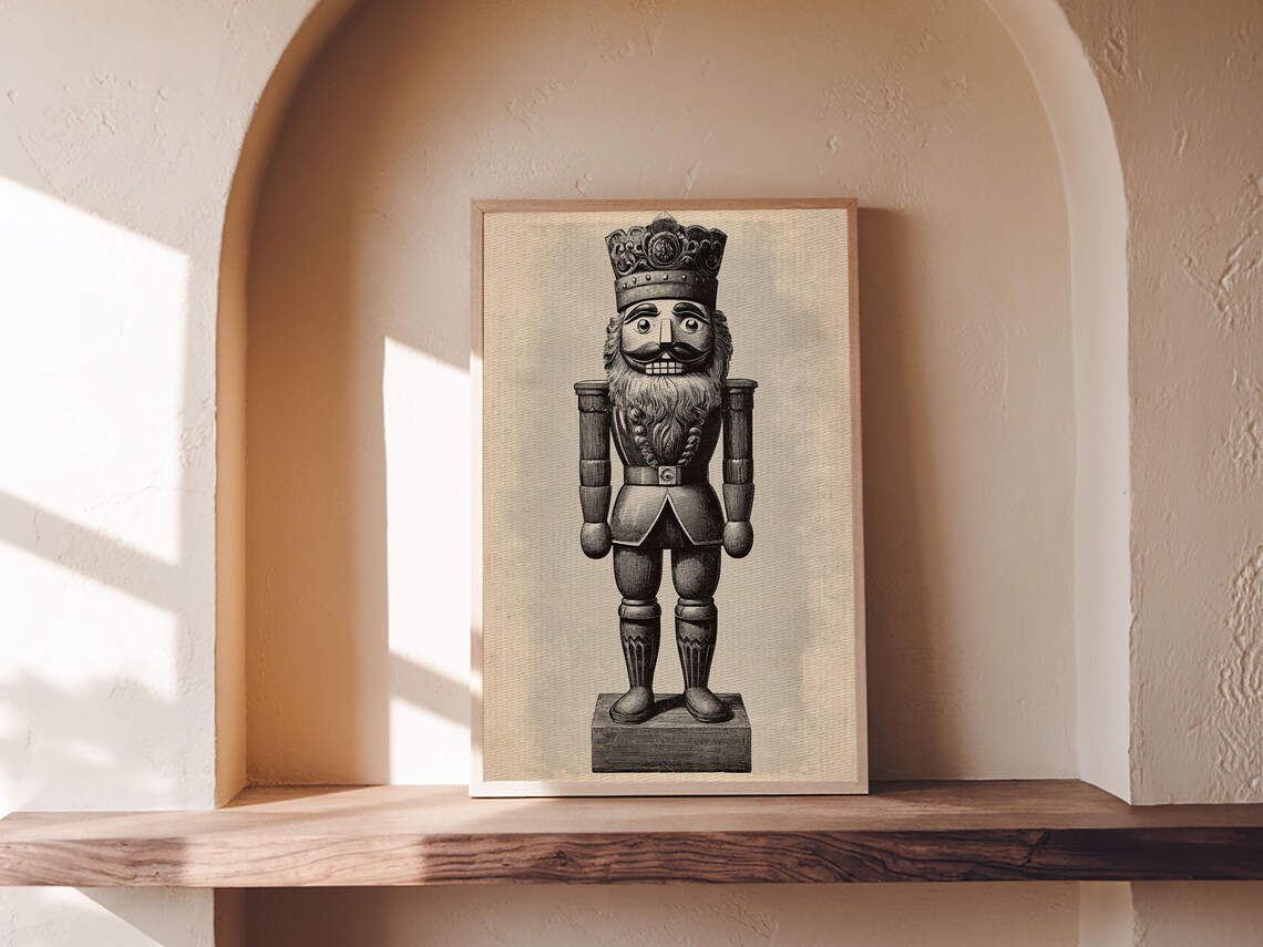 Vintage Nutcracker Print, Minimalist Christmas Art - Image 5