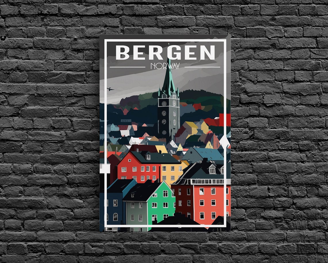 Bergen Wall Poster Norwayposter Europe Wall Art Norway Art Print Travel Wall Print Travel Poster Travel Wall Art Wall Print - Image 6
