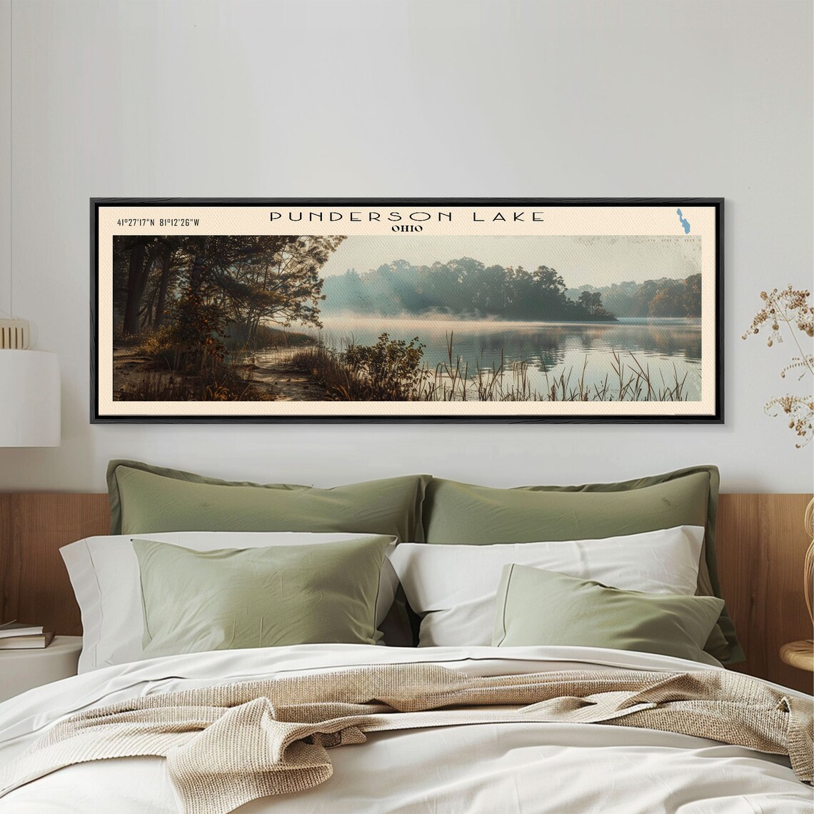 Punderson Lake Ohio Misty Sunrise Woodland Shore Serene Travel Poster - Image 4