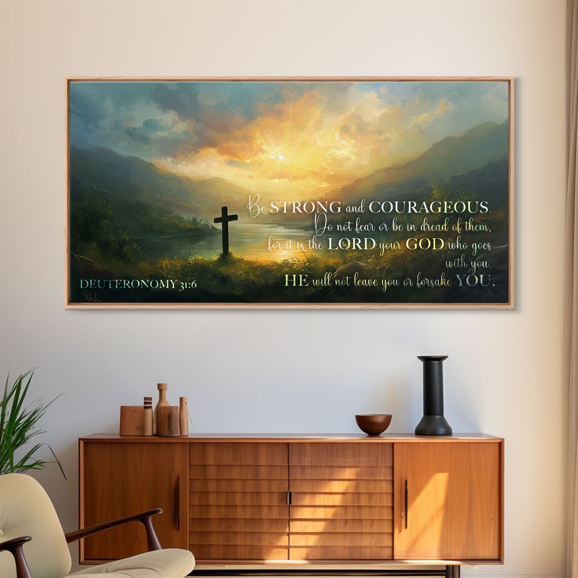 Deuteronomy 3:16 Be Strong and Courageous Verse Art Print - Image 6