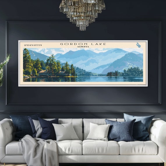 Gordon Lake Framed Print Panoramic Lake House Decor Wall Art Travel Poster Tranquil Lake Painting Nature Art