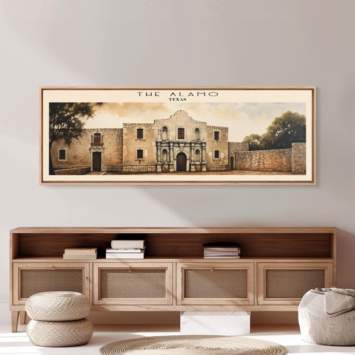 The Alamo Retro Travel Poster, Panoramic Home Decor