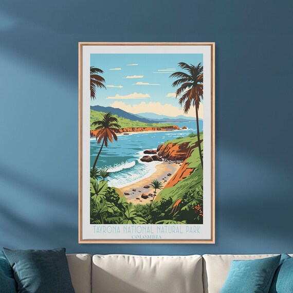 Tayrona National Natural Park Original Wall Art Travel Poster Gift For Travel Lover Vacation Gift Colombia Wall Art Home Decor Original Art