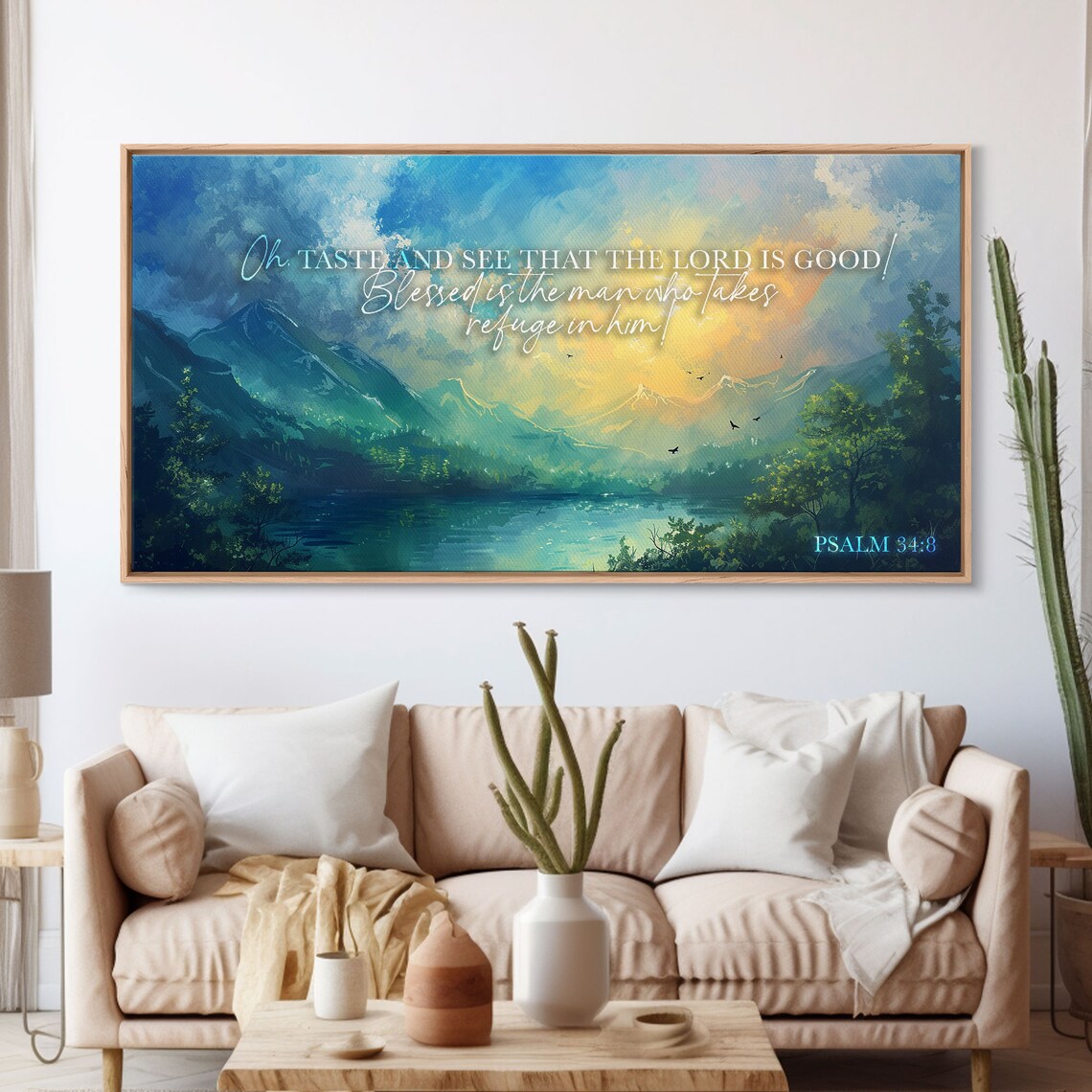 Psalm 34:8 Scripture Wall Art, Inspirational Landscape - Image 3