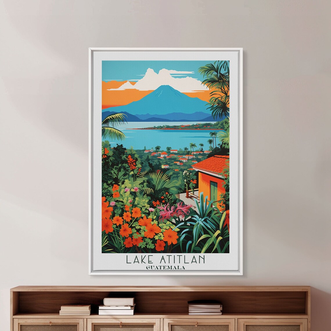Lake Atitlan Guatemala Volcano Tropical Garden Lakeview Travel Poster - Image 3