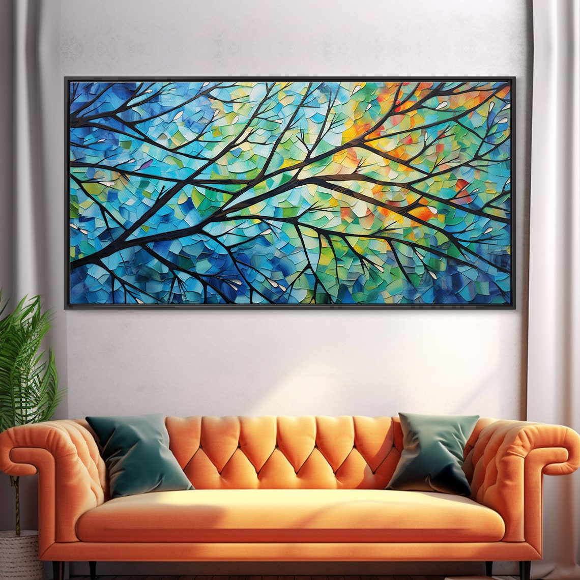 Mosaic Tree Branches Colorful Leaves Stained Glass Style Poster - Image 5
