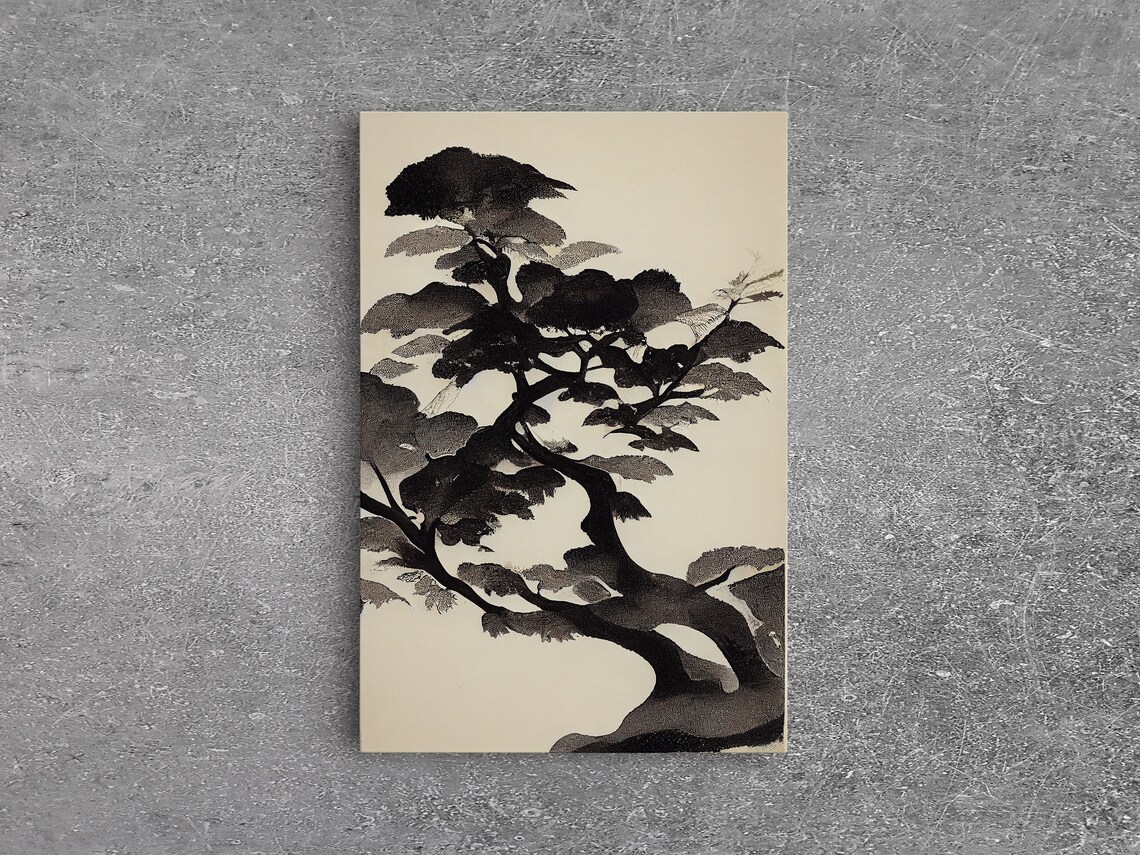 Black and White Japanese Maple Tree Wall Art Print
