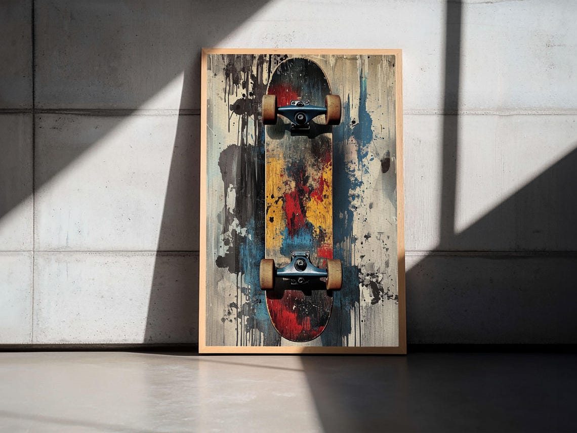 Vintage Skateboard Print With Urban Retro Graffiti Wall Art Ideal Rustic Living Room Decor And Unique Gift Idea - Image 4
