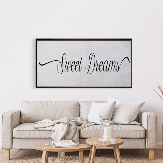 Sweet Dreams Sign Large Bedroom Wall Decor Over The Bed Farmhouse Decor Wall Art Decor Print Bedroom Wall Decor