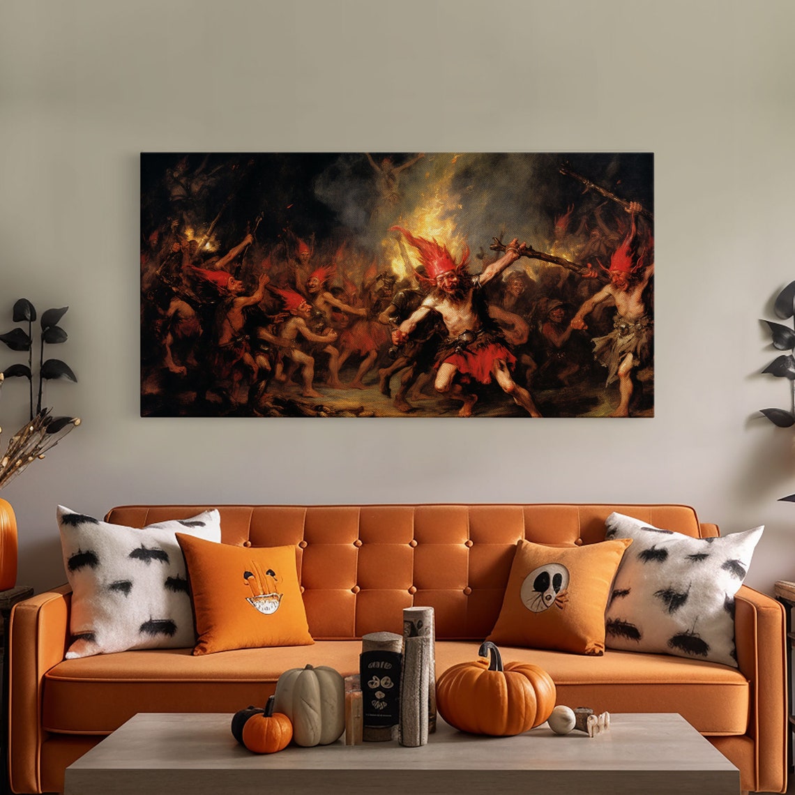 Demons Reveling In Firelight Classic Oil Painting Style Poster - Image 3