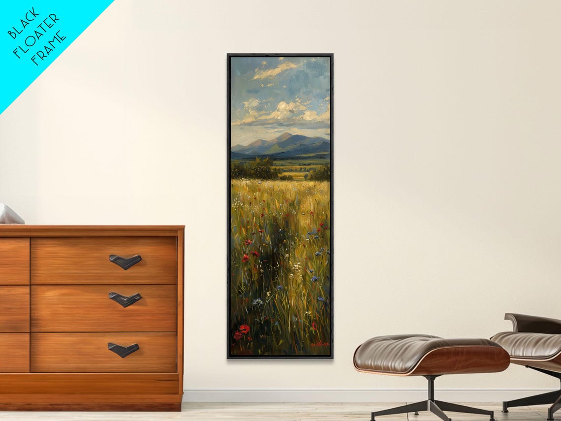 Wheat Fields At Sunset Framed Print Beautiful Wall Art Skinny Art Tall Art Statement Piece Living Room Decor - Image 2