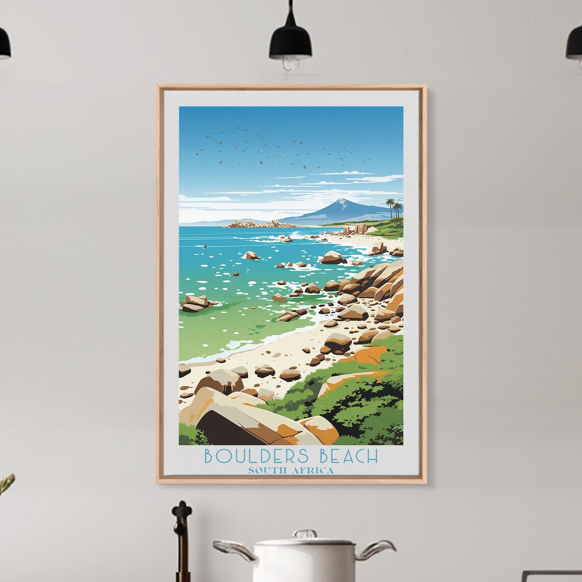Boulders Beach South Africa Rocky Shore Turquoise Waves Poster - Image 5