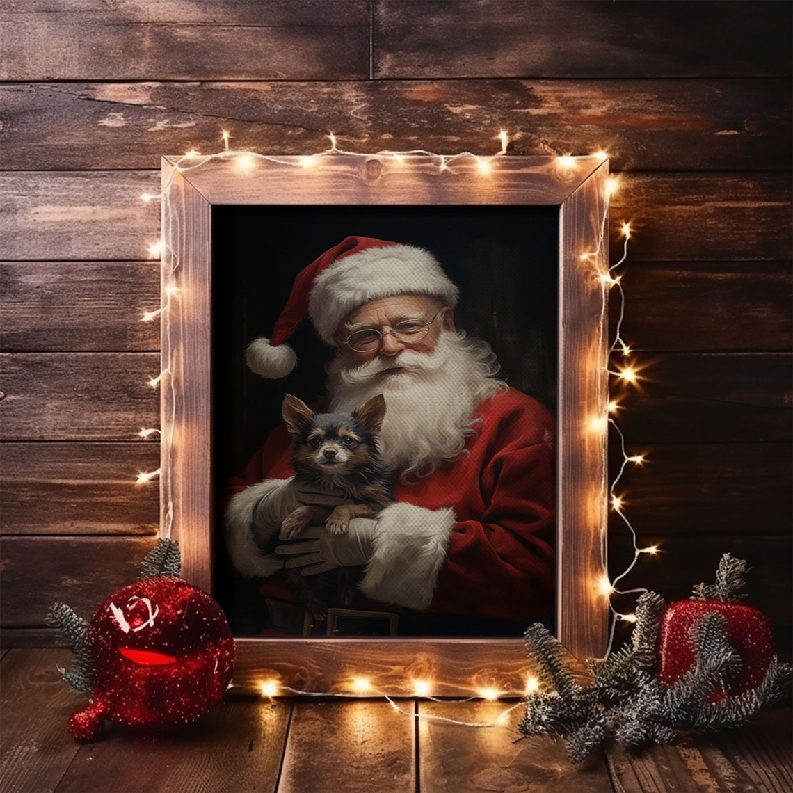 Santa Claus And His Chihuahua Christmas Wall Art Christmas Dog Winter Wall Art Santa Decor Santa Art Print Farmhouse Christmas - Image 6