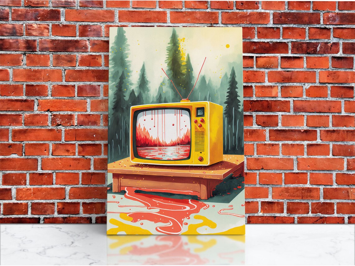 Abstract Surreal Forest TV Art Print, Retro Decor - Image 2