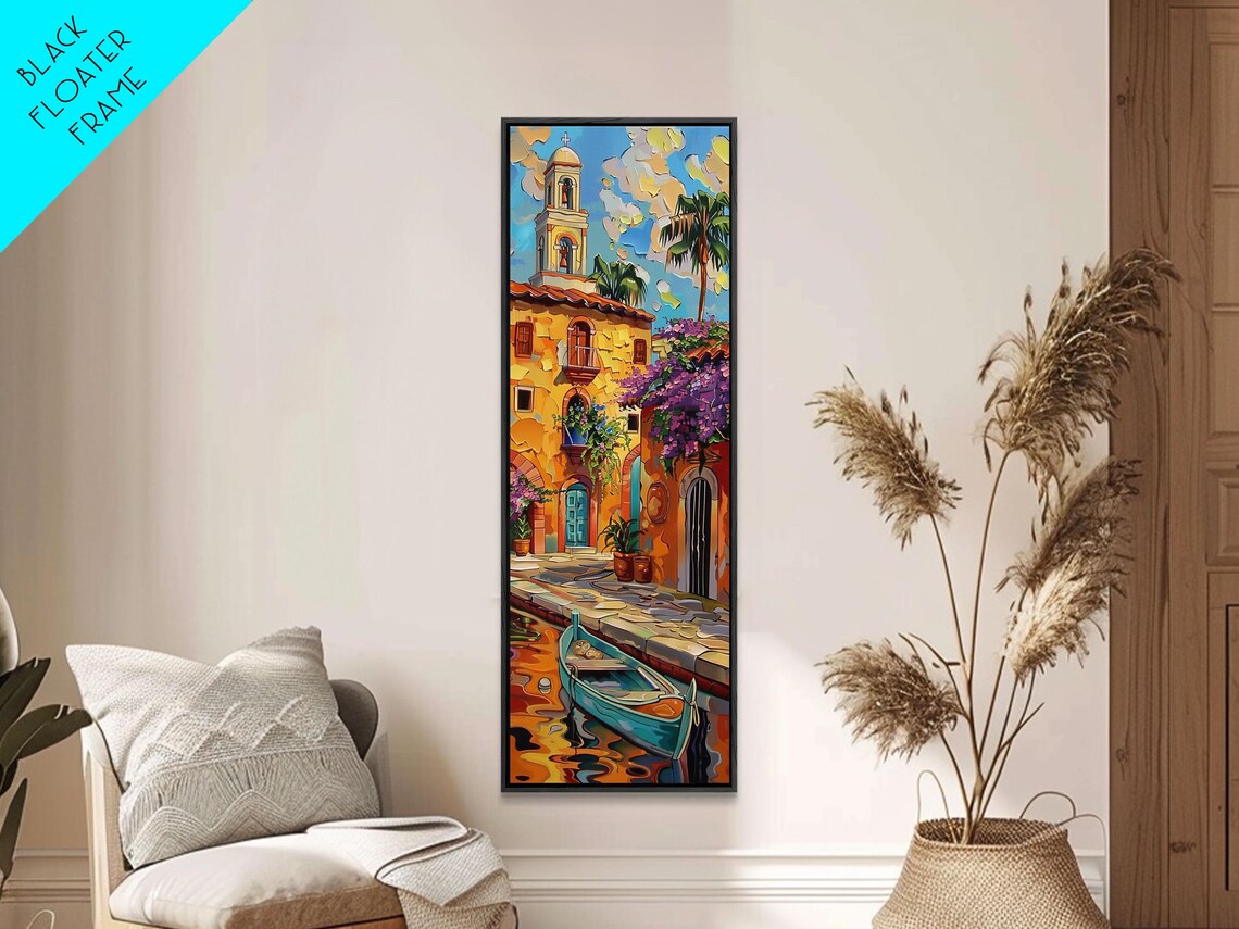 Venetian Canal Gondola Bell Tower Old Town Impasto Painting Poster - Image 5