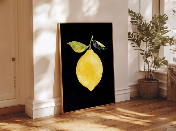 Lemon Oil Painting Print Vintage Still Life Of A Lemon Antique Fruit Art Print Still Life Wall Art Lemon Painting Framed Print