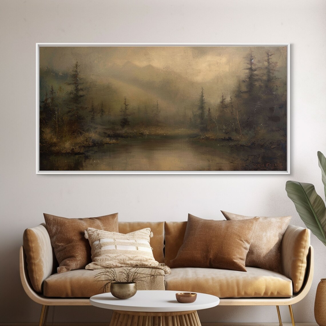 Vintage Landscape Art Print, Moody Kitsch Decor