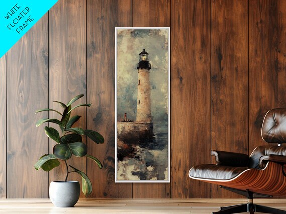 Vintage Lighthouse On Rocky Shore Moody Seascape Travel Poster