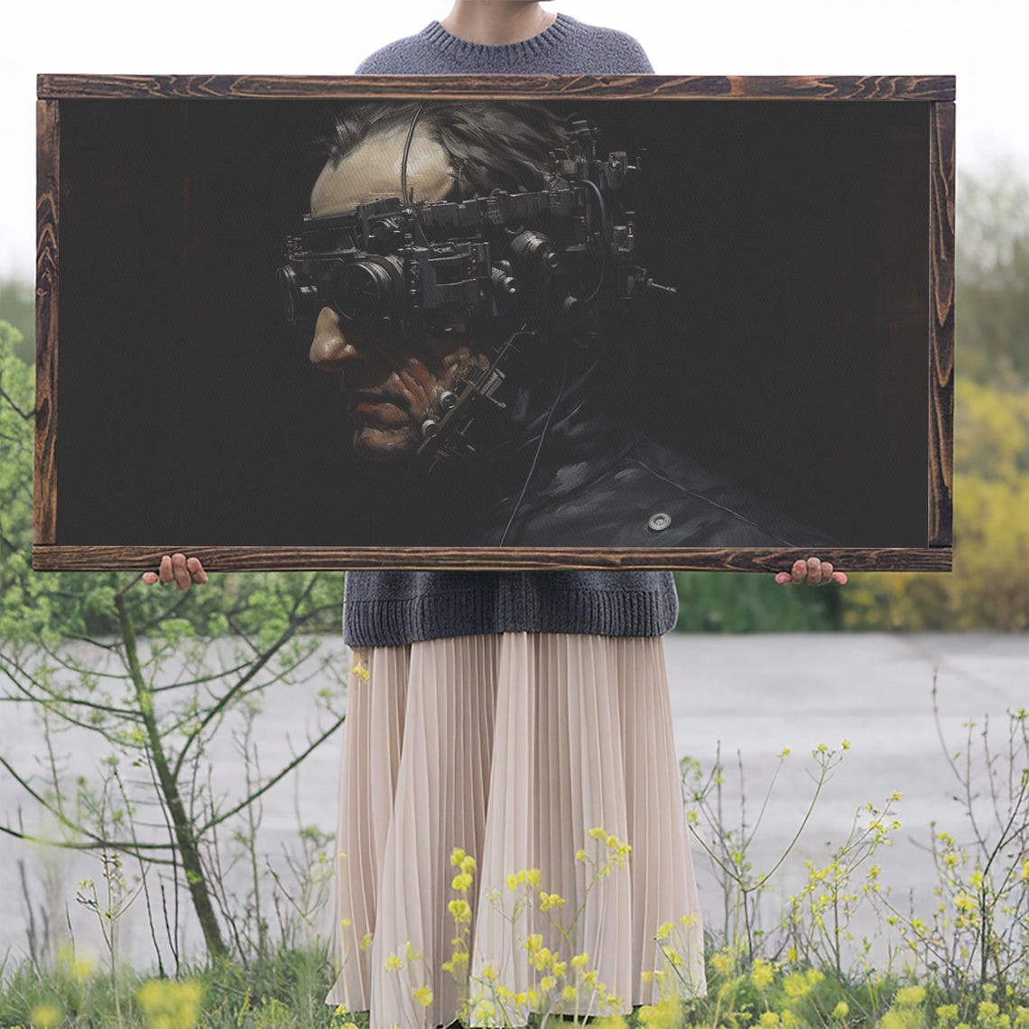 Steampunk Cyborg Mechanical Goggles Dark Portrait SciFi Horror Poster - Image 2
