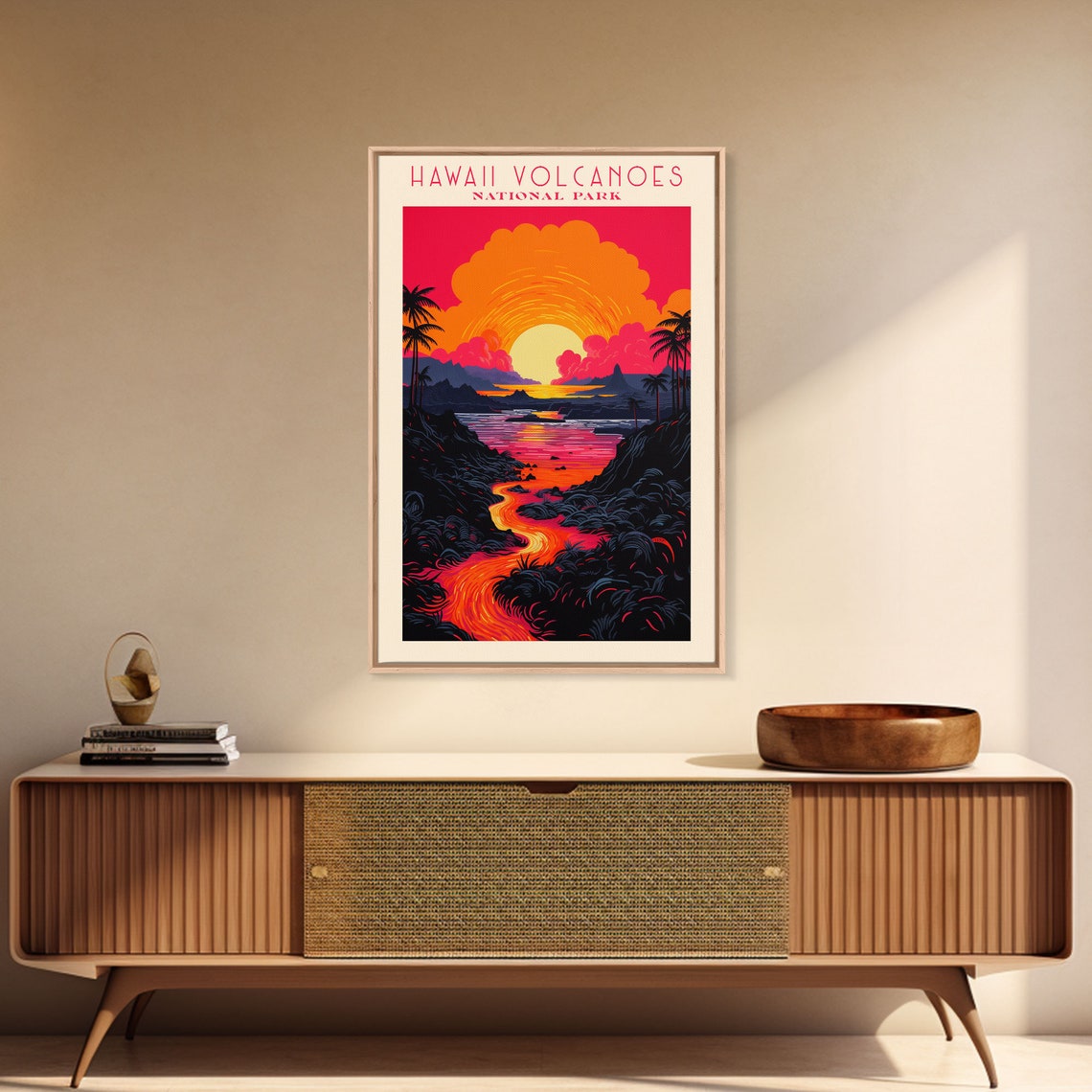 Hawaii Volcanoes National Park Travel Poster Art Print Wall Art Hawaii Travel Art Midcentury Modern Travel Decor Wall Art - Image 3