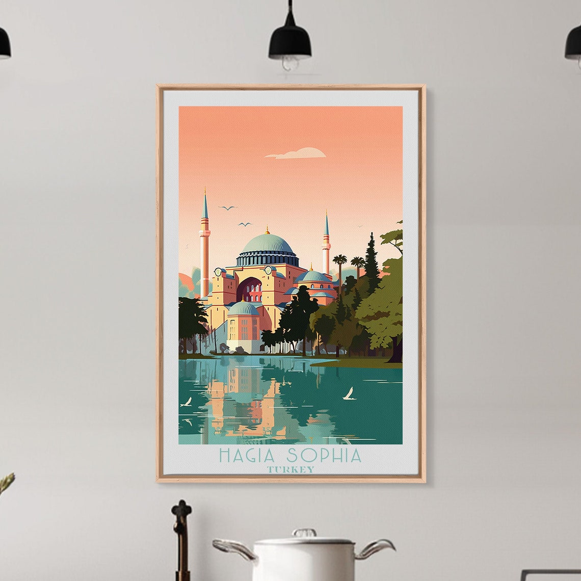 Hagia Sophia Turkey Sunset Mosque Reflection Water View Poster - Image 4